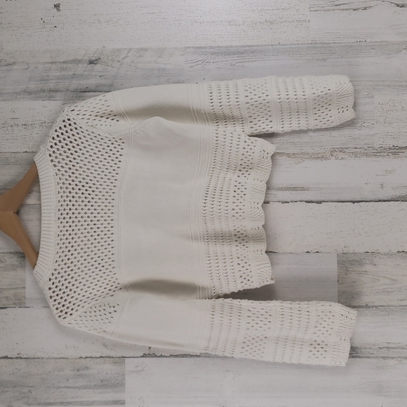 Francesca's Alya cream multi knit long sleeve cropped boxy sweater Size Small - Picture 3 of 8